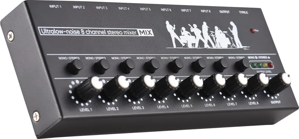 Table de Mixage pour Scène et Studio 8 Voies avec Sortie Stéréo