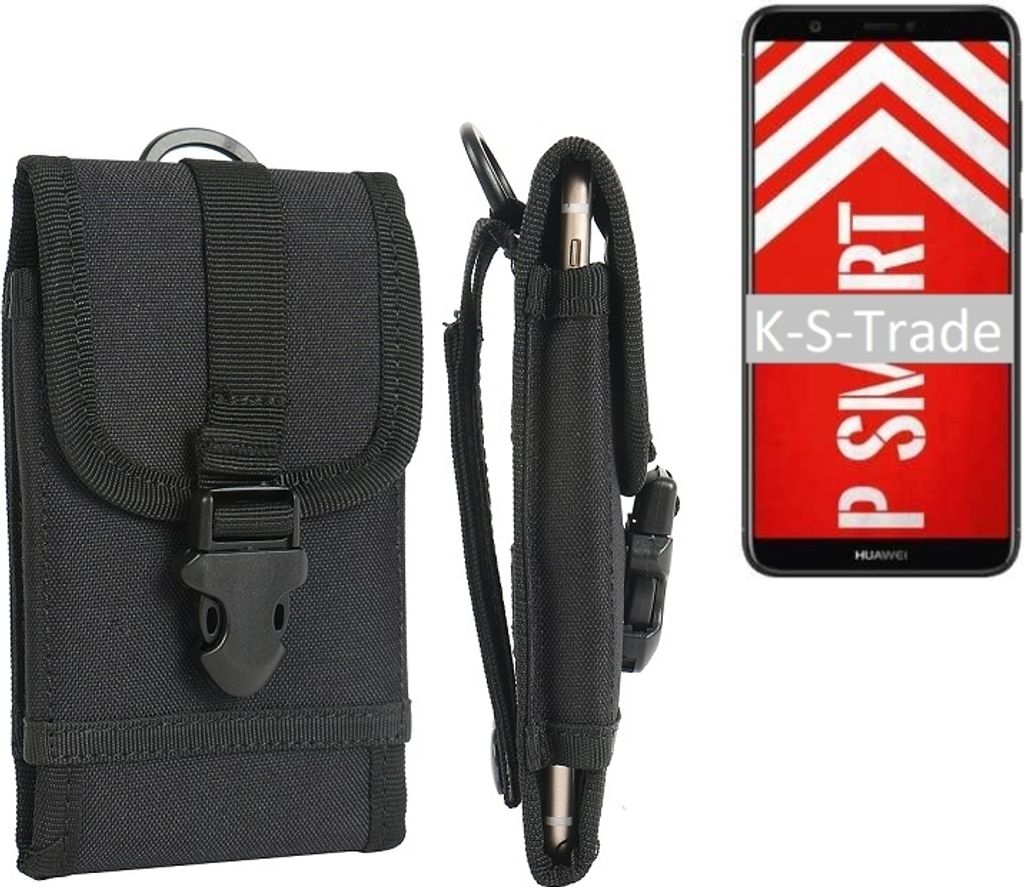 K-S-Trade Handyhülle kompatibel mit Huawei P Smart Gürteltasche Holster Handytasche Gürtel Tasche Schutzhülle Robuste Handy Schutz Hülle Tasche