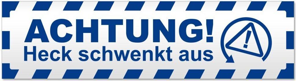 Kiwistar Achtung Heck schwenkt gestreift Magnetschild Schild magnetisch - 60cm Verkehrsblau - Magnetfolie für Auto PKW Kfz