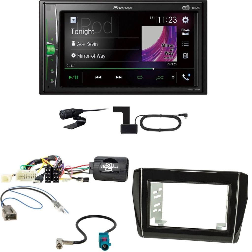 Pioneer DMH-A3300DAB USB DAB+ Digitalradio Einbauset für Suzuki Swift AZ ab 2017