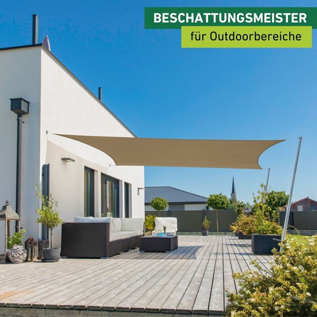 Sonnensegel Rechteck, 3x4m, taupe, wasserabweisend