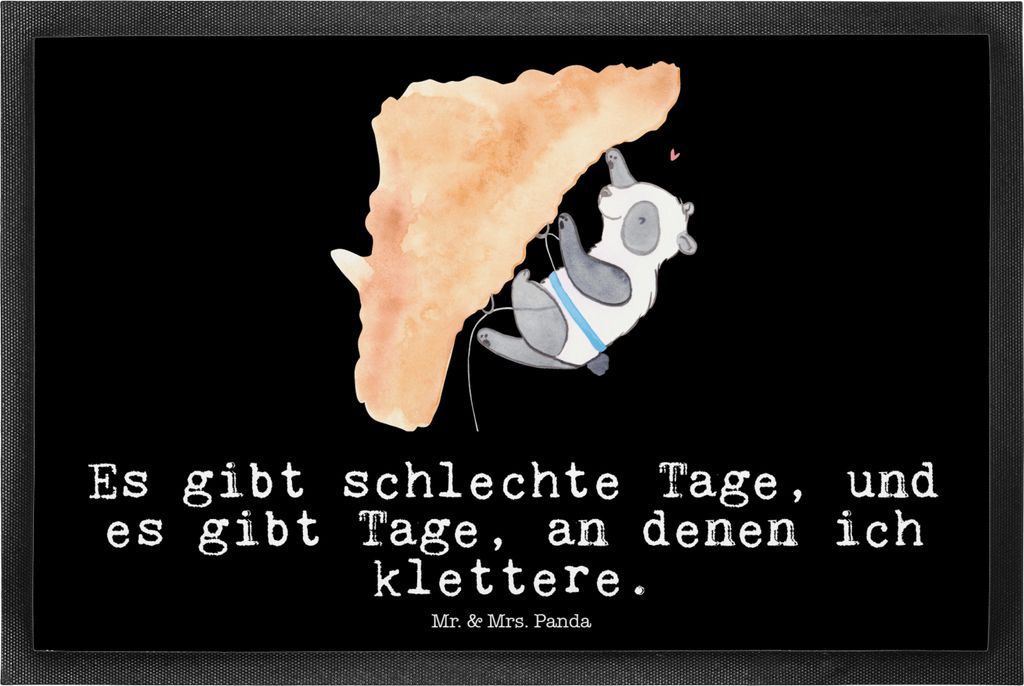 Mr. & Mrs. Panda Fußabstreifer Panda Klettern 40 x 60 cm - Schwarz - Geschenk, Kletterhalle, Eingangsteppich, Schmutzmatte, Fussmatte, Fußabtrete...