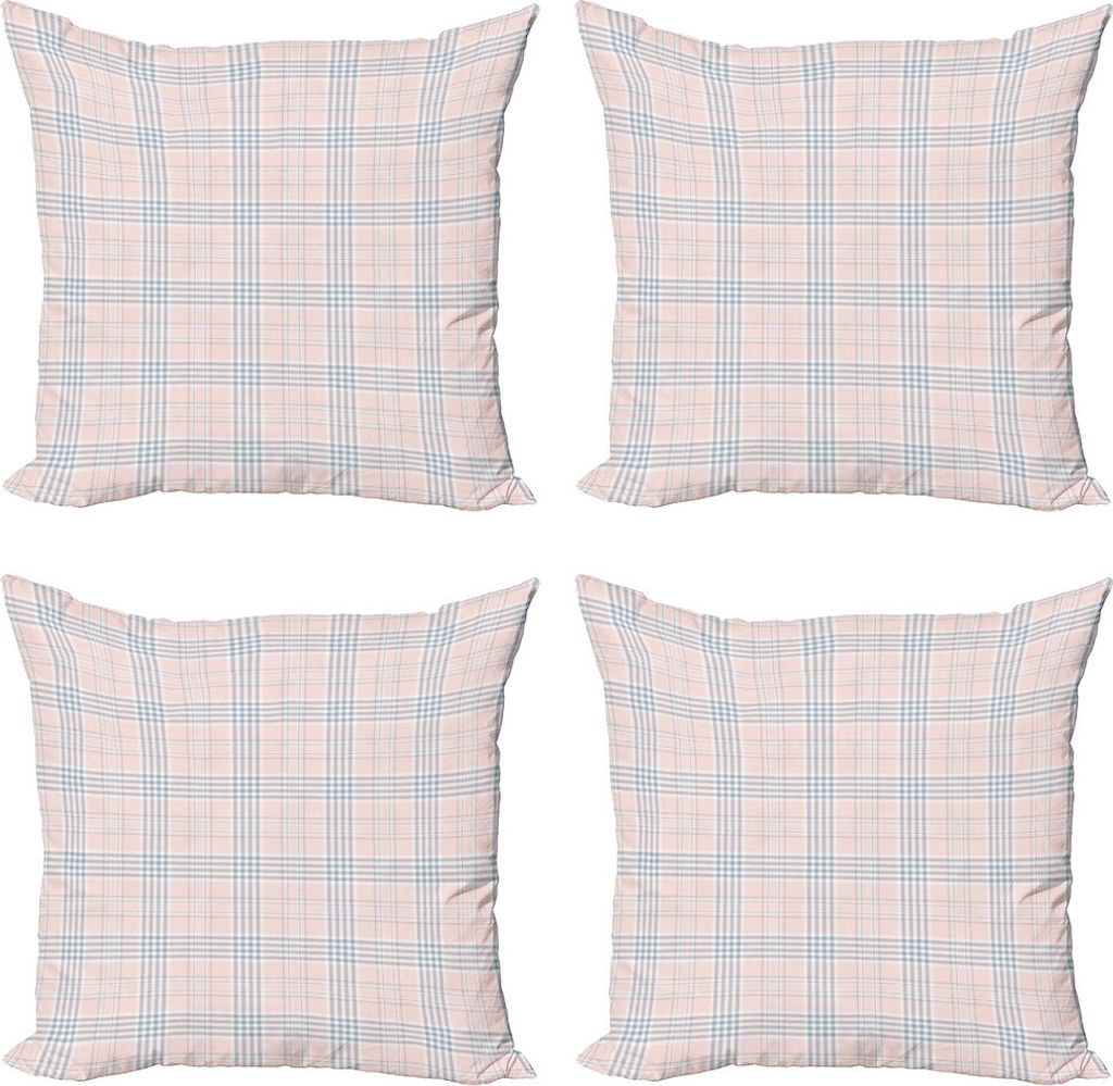 ABAKUHAUS Gedeckte Farben Kissenbezug Set (4 Stück), Einfache Streifen-Quadrate, Moderner Doppelseitiger Digitaldruck, 40 cm x 40 cm, Blush Pale P...