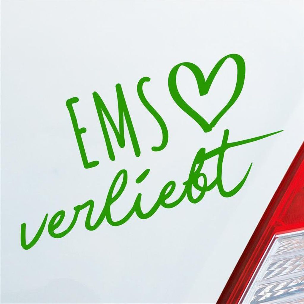 Auto Aufkleber Ems verliebt Herz Fluss River Wasser Water Liebe Car 19x10 cm Hellgrün Sticker Heckscheibenaufkleber
