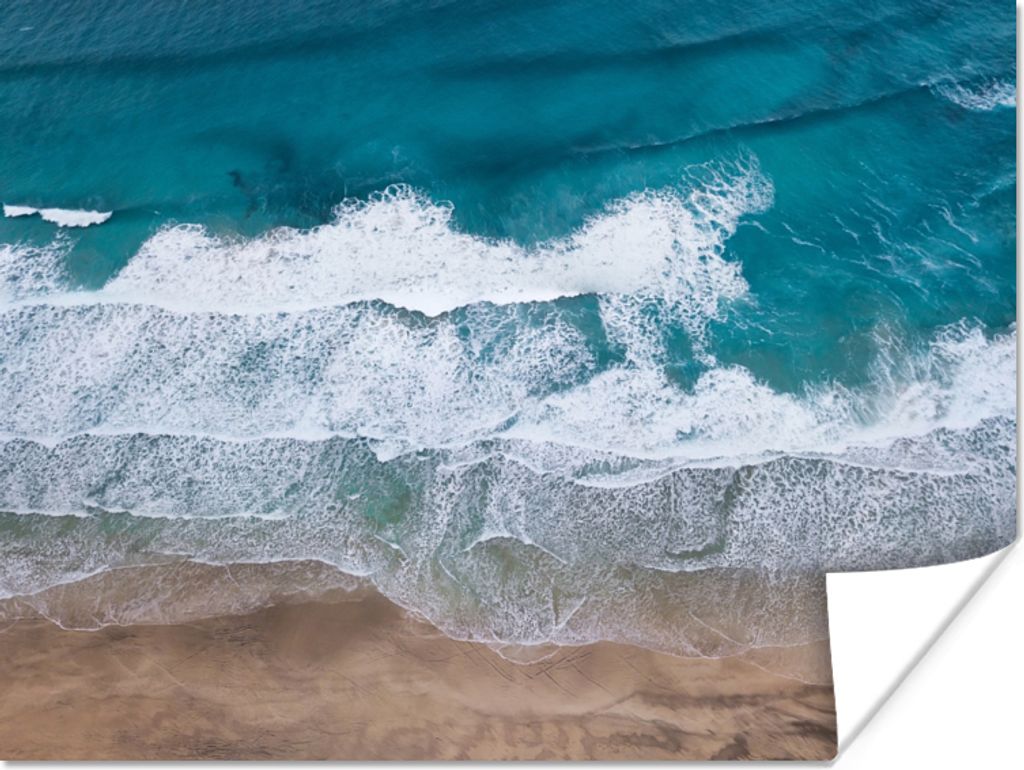 MuchoWow Poster Strand - Meer - Wasser - Blau 120x90 cm - Wandbild