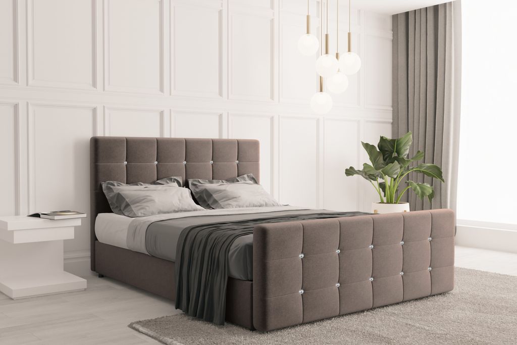 Kaiser Möbel Boxspringbett mit bettkasten und matratze 140 cm x 200 cm, Schlafzimmerbett ROMA Braun + topper H3