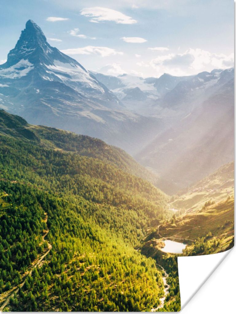 MuchoWow Poster Berge - Pflanzen - Landschaft 30x40 cm - Wandplakat - Poster Kinderzimmer