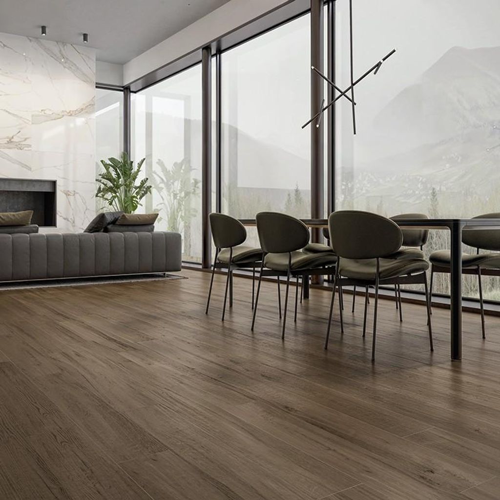 Fliese in Holzoptik Natur Dunkel Matt 19,5x120 cm | 1.4 m²/s