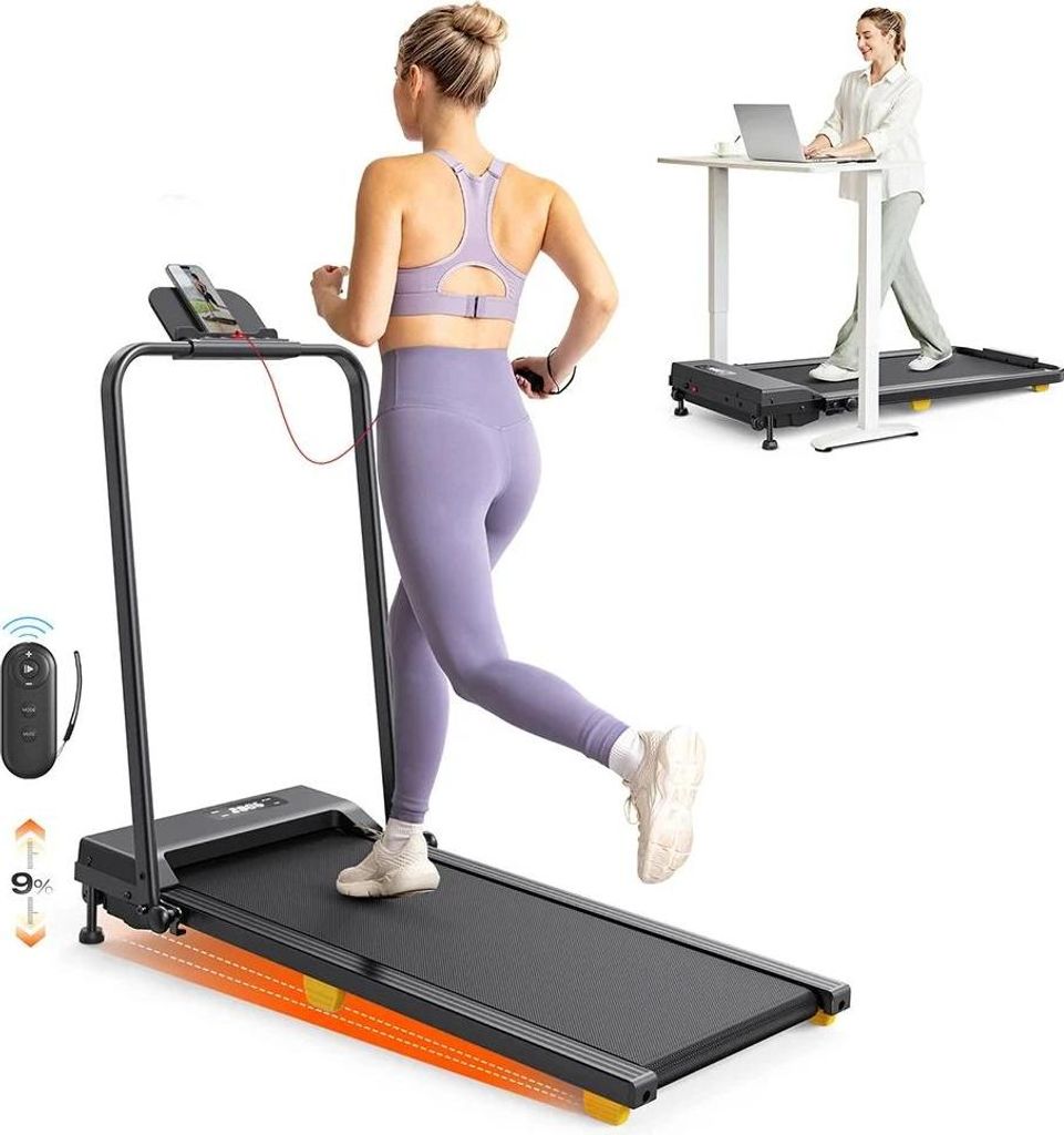 Walking Pad Laufband - S1L Mix - Motor 2,5 PS - Geschwindigkeit 1–10 km/h - HIIT-Modus - Steigung 9 % - Laufband 5-lagig - Klappbar - Schwarz