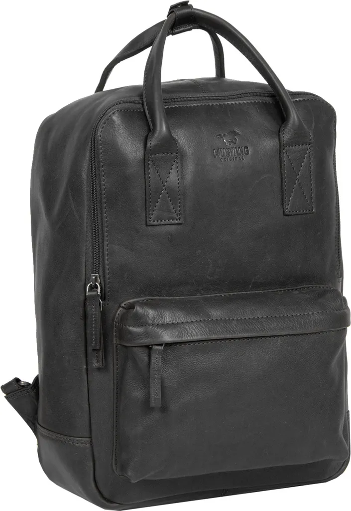 Sac à dos loisirs Mustang Catania en cuir noir idéal pour ordinateur 15"