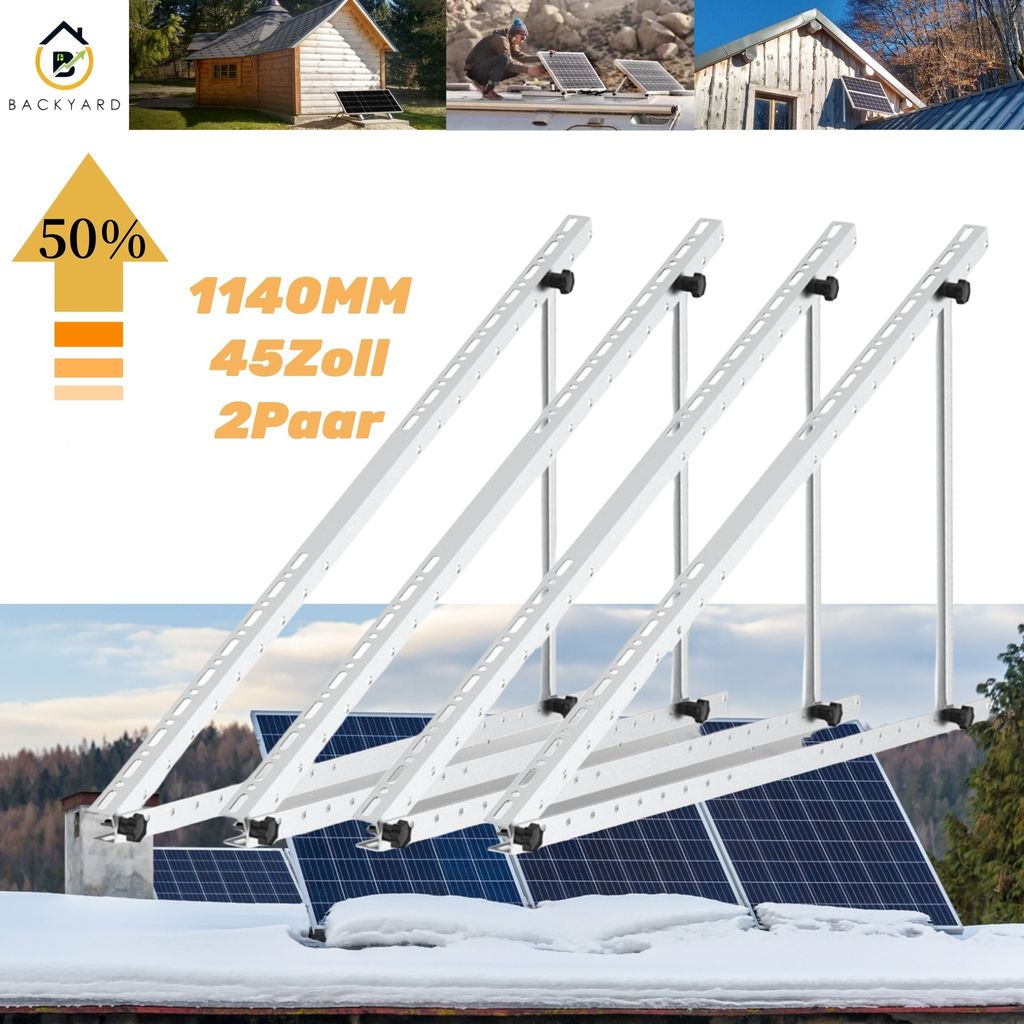 Balkonkraftwerk Halterung 45 Zoll 2 Paar Solarpanel Halterung für Solarpanel mit eintsellbarem Neigungswinkel Solarpanel Befestigung 1140mm