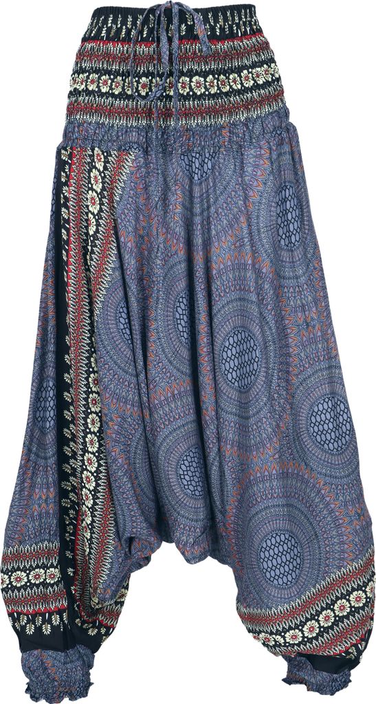 Afghani Hose, Overall, Jumpsuit, Haremshose, Pluderhose, Pumphose, Aladinhose - Blau/schwarz, Damen, Viskose, Hosen