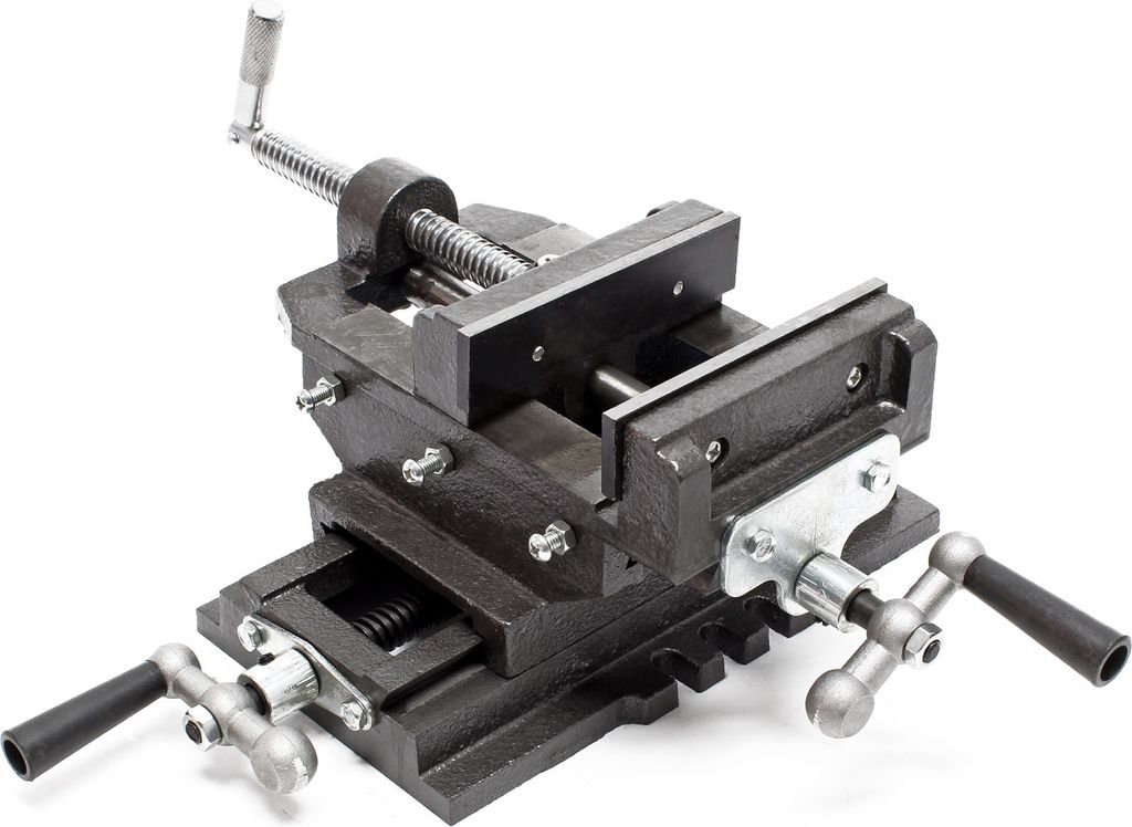 Wiltec Maschinenschraubstock 2 Achsen 150 mm, Schraubstock 40x37,5x16 cm aus Gusseisen, Arbeitsitsch für Kreuztisch, Frästisch, Werkbank