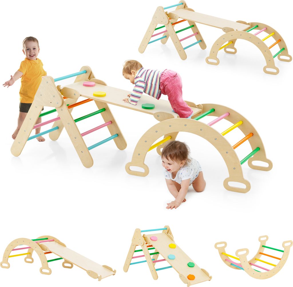 GOPLUS Klettergerüst Indoor, 4 in 1 Kletterdreieck & Produktbild 
