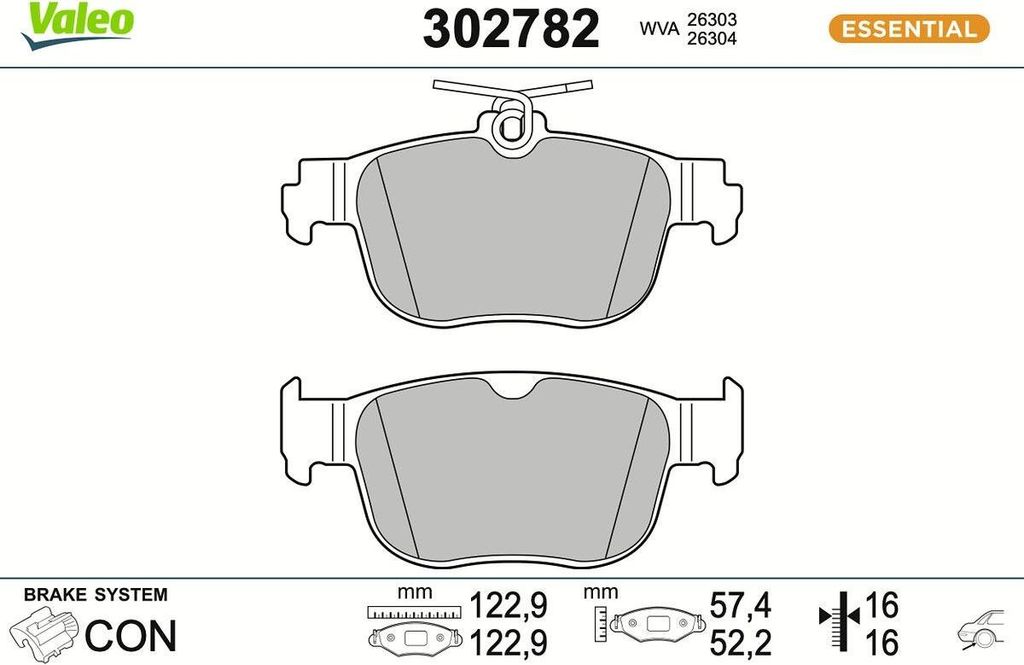 VALEO Bremsbeläge Satz Hinten für VW Golf VIII Schrägheck (CD1) 302782