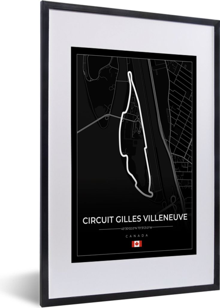 MuchoWow Gerahmtes Poster Rennsport - Rennstrecke - Circuit Gilles Villeneuve - Kanada - F1 - Schwarz 40x60 cm - Poster mit Schwarzem Bilderrahme...