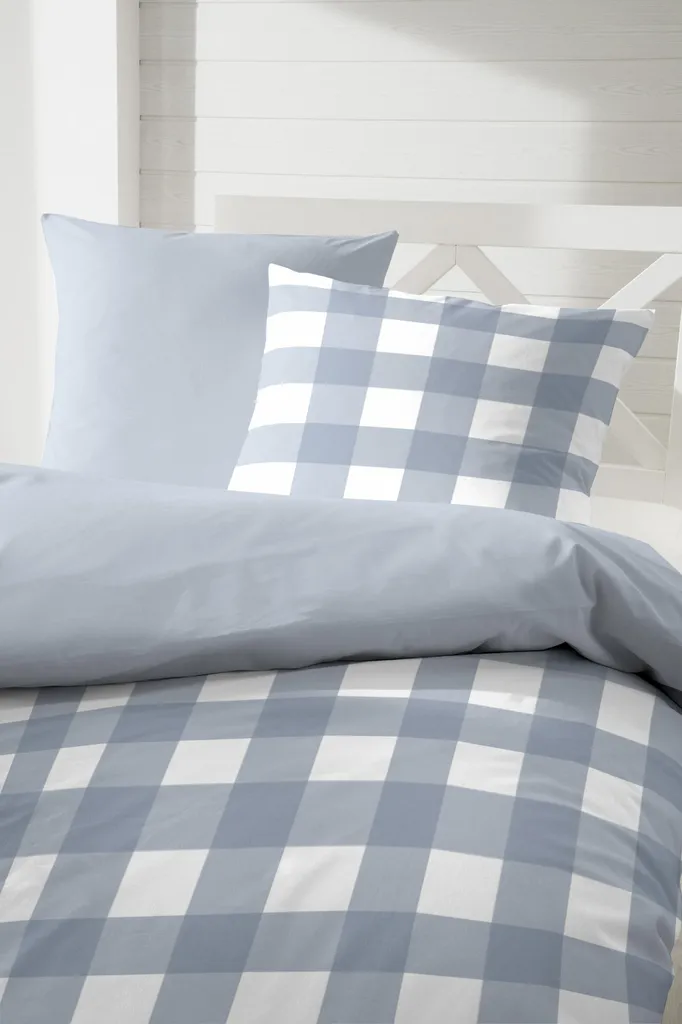 Linge de lit percale bleu 135x200 cm Hahn : confort durable garanti
