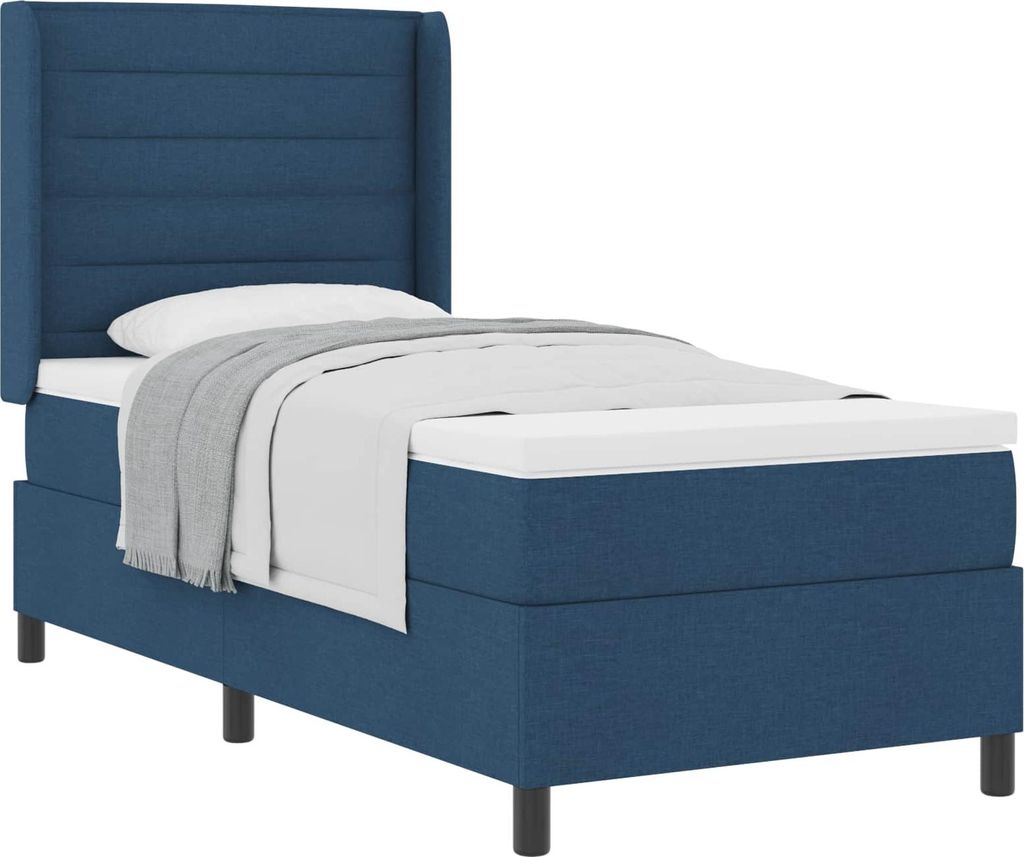 vidaXL Boxspringbett mit Matratze mit Kopfteil Blau 200 x 80 cm Stoff