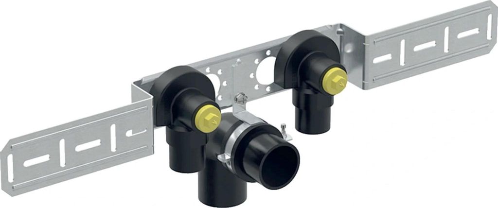 Geberit GE FlowFit Anwinkelset, vormontiert 2fach, abges., d16mm x Rp1/2, AD15,3cm, RG+, 1 Stk.