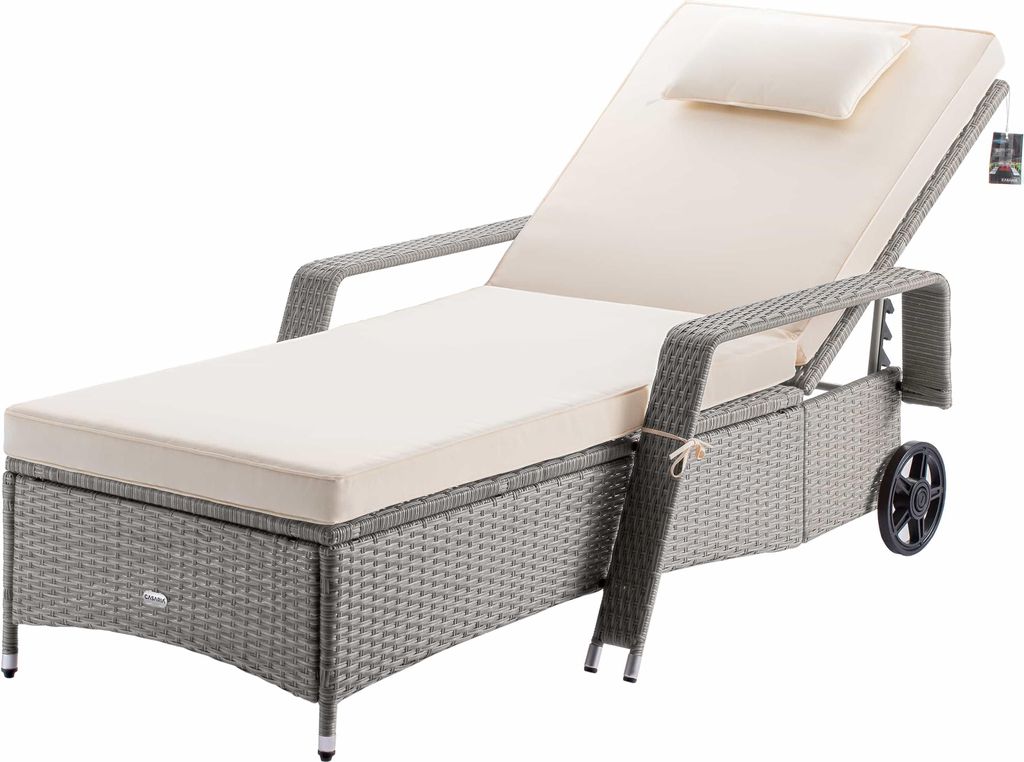 Lettino Prendisole 185x71,5x41 Cm In Alluminio E Textilene Con Parasole Bianco | Leroy Merlin