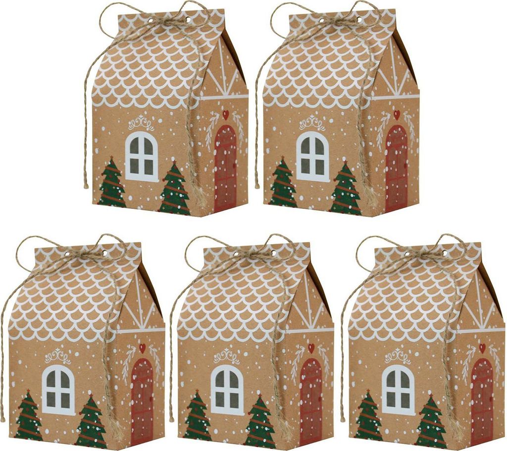 Weihnachtsgeschenkbox mit Griff, Papierhausform, Verpackung für Süßigkeiten, Kekse, Schmuck, kreative Weihnachtsgeschenkverpackung