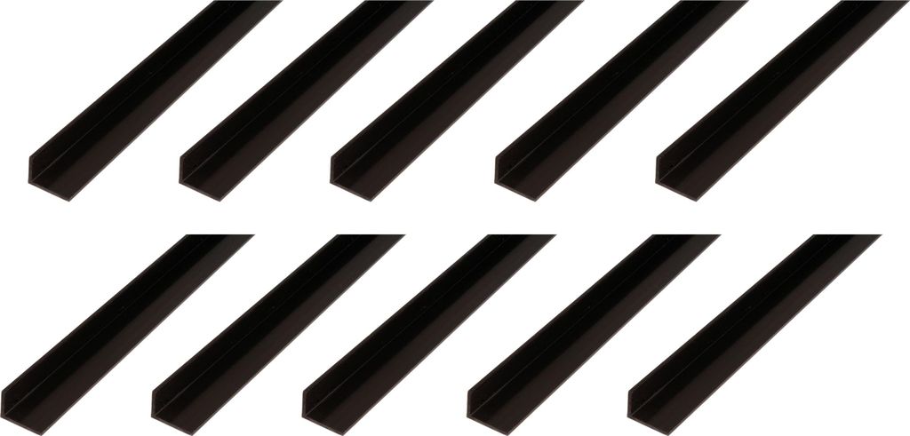 Alberts 10 x Winkelprofil, PVC, schwarz, 20 x 10 x 1,5 mm, Länge 1 m