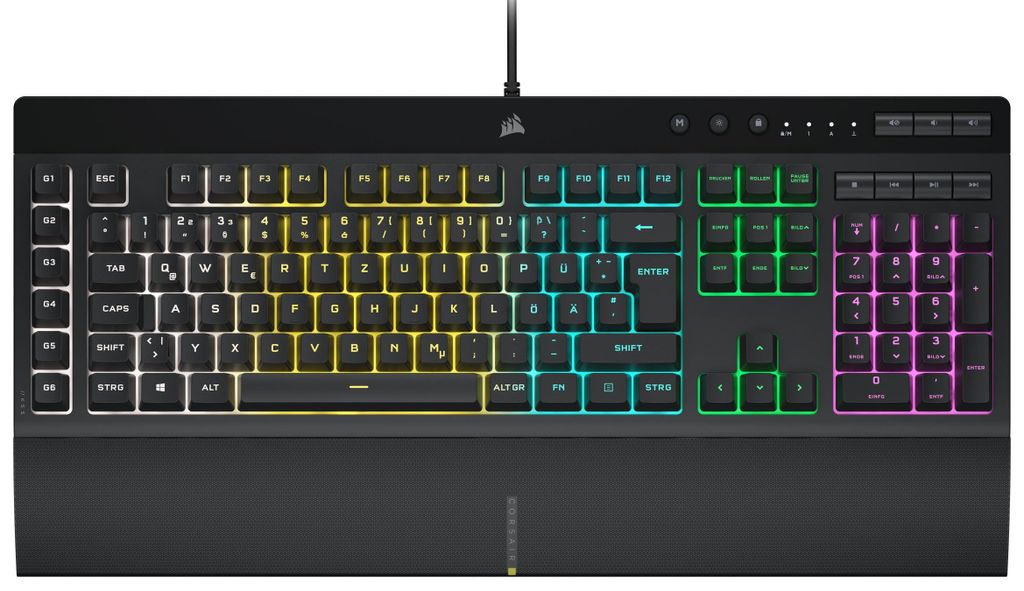 Corsair K55 RGB PRO, Volle Größe (100%), Kabelgebunden, Produktbild 