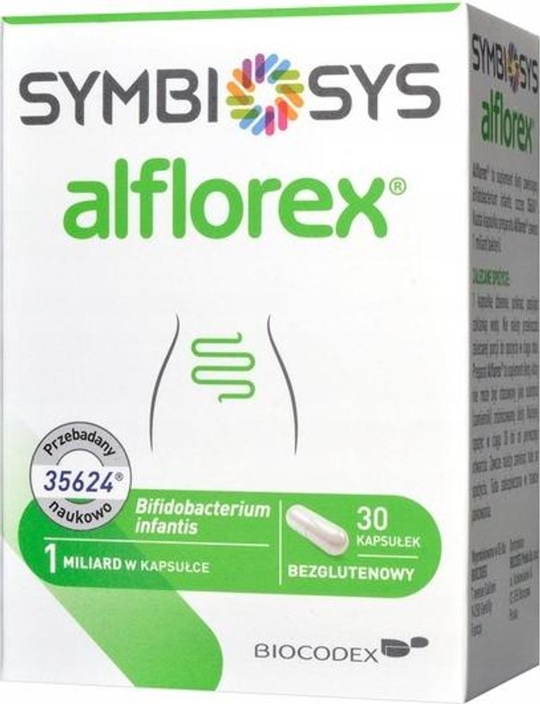 Alflorex Probiotikum für den Darm bei Reizdarmsyndrom, Stamm Bifidobacterium infantis, 30 Kapseln.