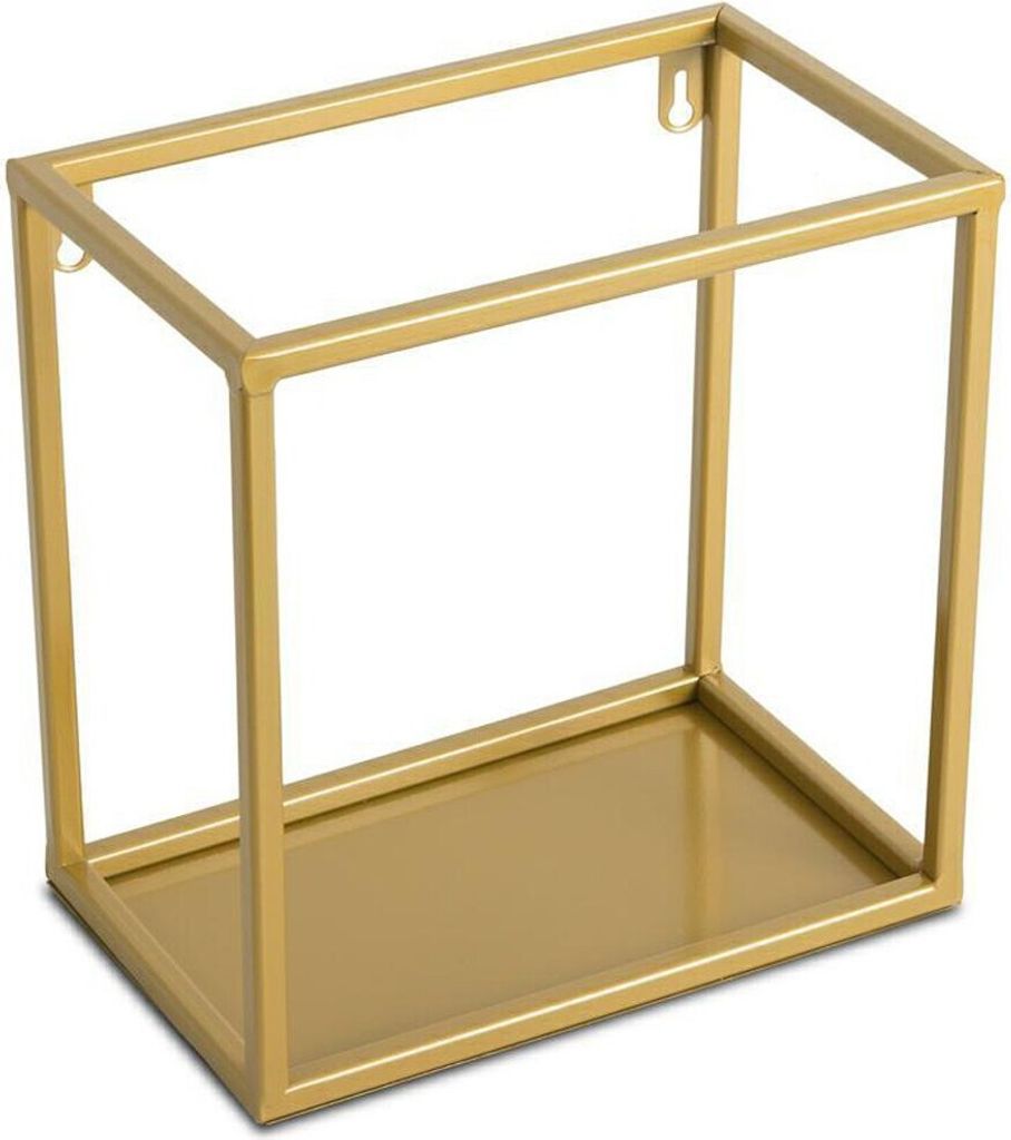Wandregal, Hängeregal Metall Aufhängen, Rechteckig, Loft, Gold, 24 cm