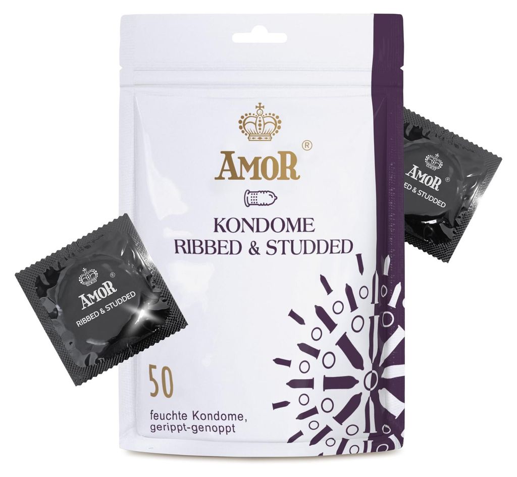 AMOR Premium kondómy s výstupkami a rebríčkami, 50 kusov, Ø Obrázok produktu 