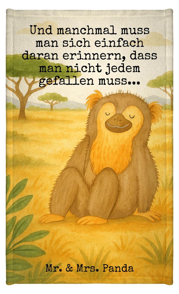 Mr. & Mrs. Panda Handtuch Affe Design - Weiß - Geschenk, Affen, Selfcare, Liebe, Klein, gäste wc, Afrika, Gäste-WC, Gästetuch, Selbstliebe, Mot...