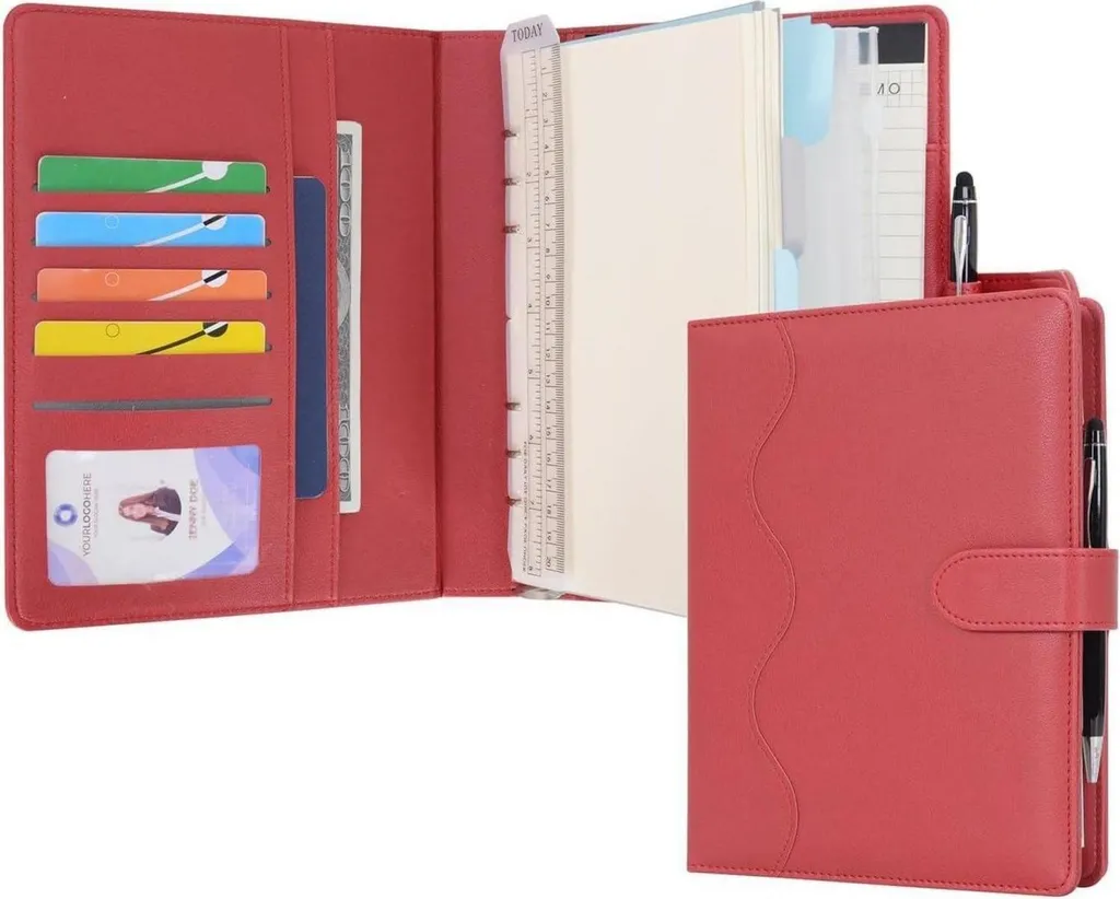WASON A5 Agenda Rosso in Finto Cuoio Ricaricabile - Organizer Professionale
