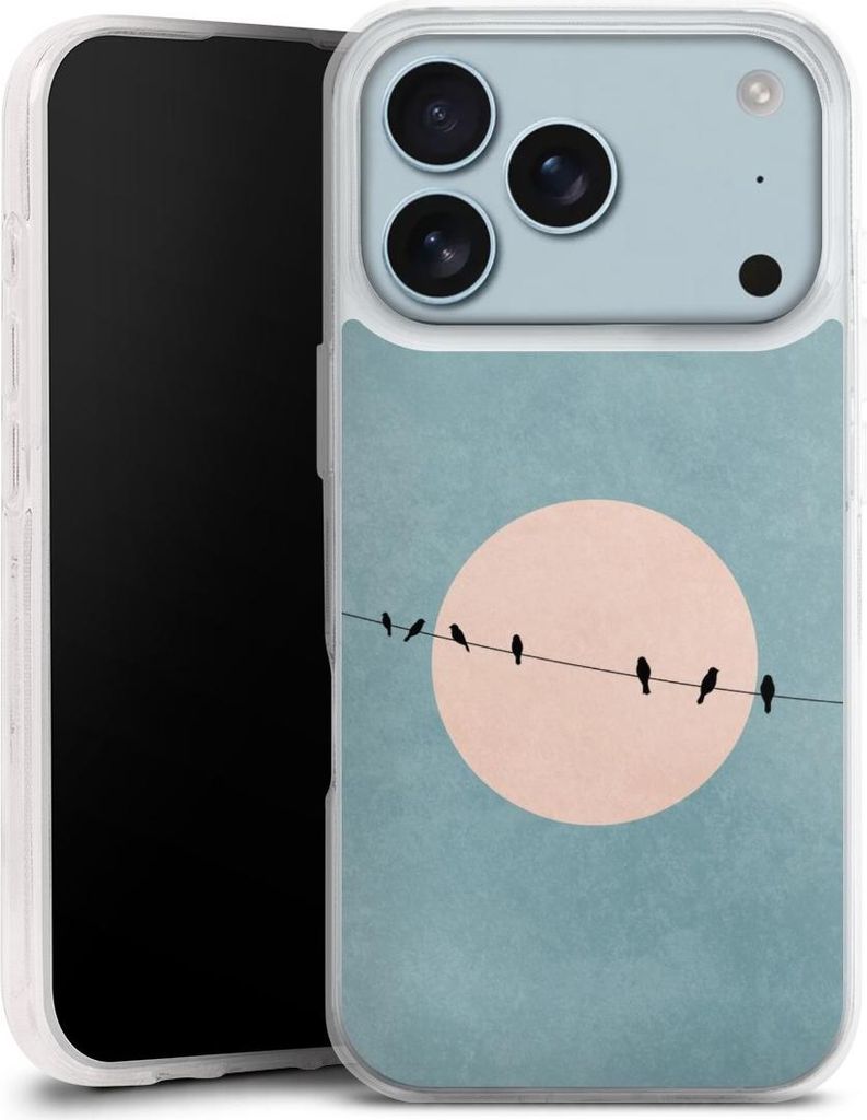 DeinDesign Handyhülle für Apple iPhone 17 Pro Silikon Hülle Case Smartphone Schutzhülle Mond Vogel türkis