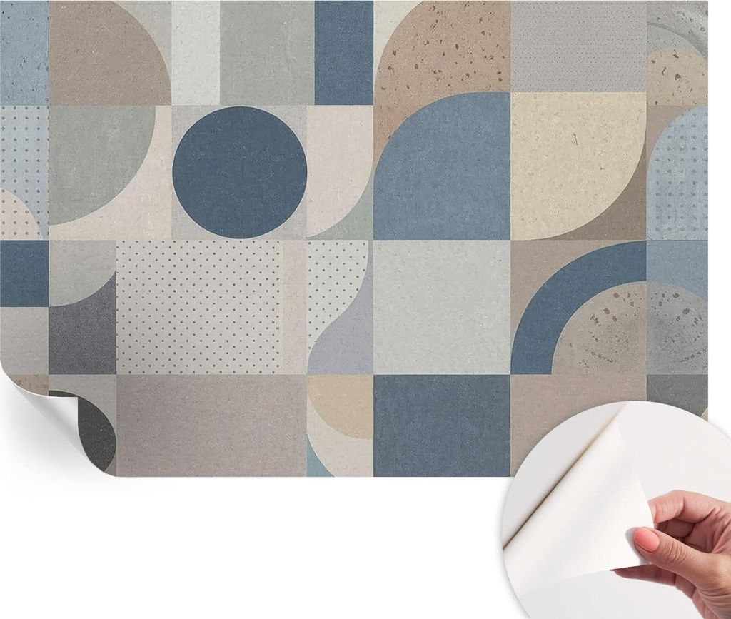 Selbstklebende Wandtapete - Dekorative Tapete für Wohnzimmer - Klebefolie für Wandbilder - Tapetenfolie für Wanddekoration - 104x70 cm - Geometr...