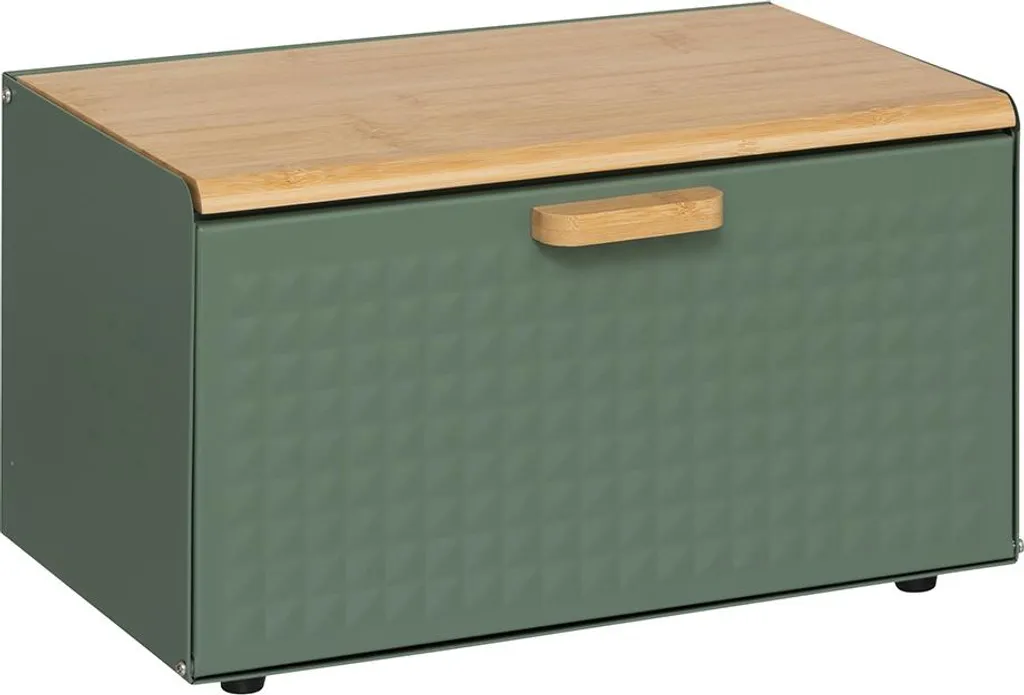Boîte à Pain en Métal Vert et Couvercle en Bambou Eazy Living Yetta 33cm