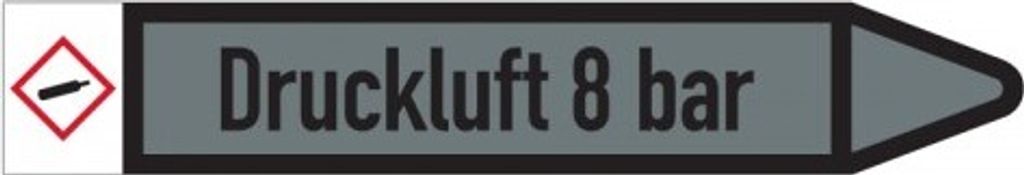 Dreifke Aufkleber I RKZ-Etikett Druckluft 8 bar, rechts, DIN, grau/schwarz, ...