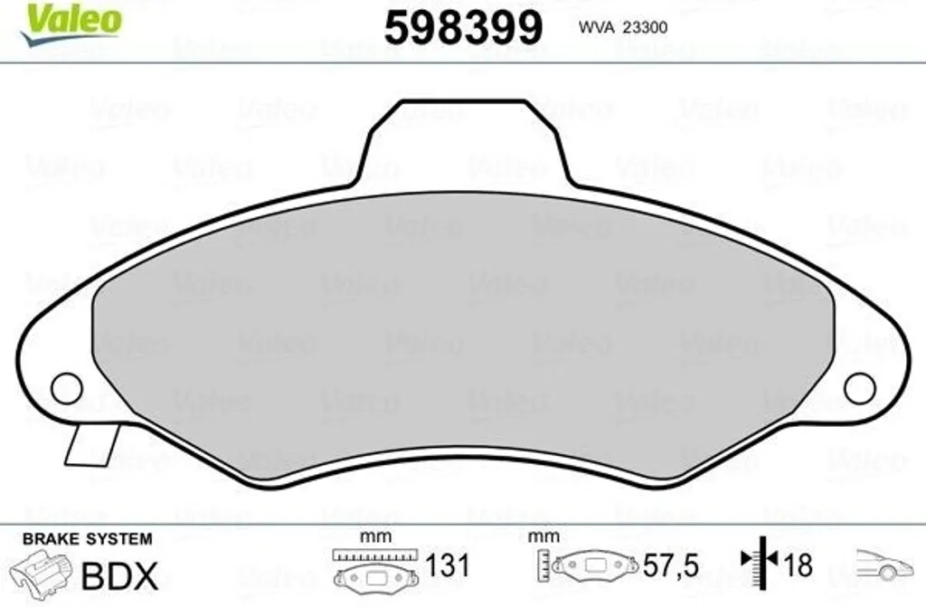 Plaquettes de frein haute endurance Valeo 598399 montage avant origine
