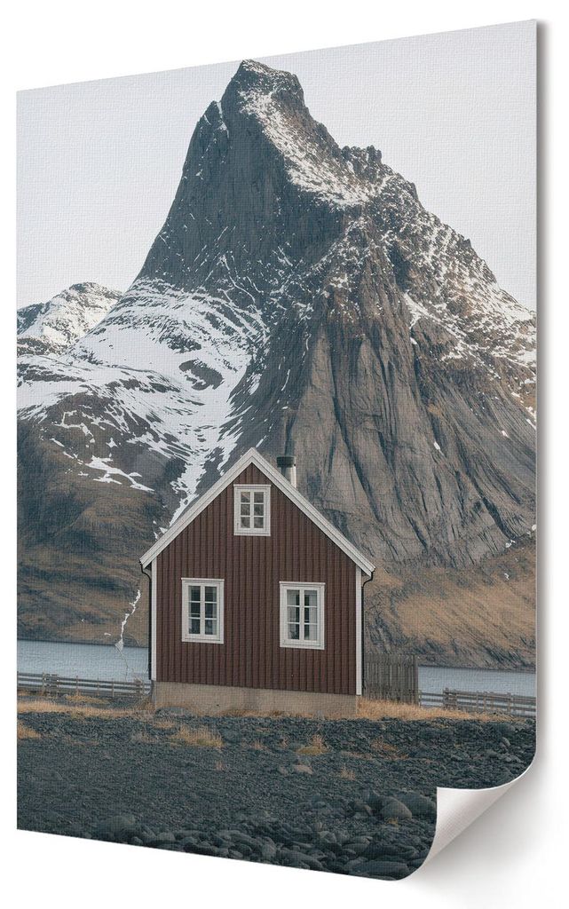 Berghütte- Kunstdruck A1 (59x84 cm) - Klassisch, rustikal- Wandbild für Wohnzimmer Schlafzimmer & Flur, Modernes Poster Wanddeko, Ungerahmt