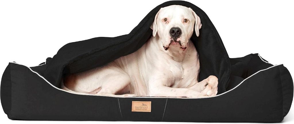 tierlando Orthopädisches Hundebett RUDOLPH inkl. Schonbezug mit Hundedecke - Größe: 100x90cm | Farbe: 03 Schwarz