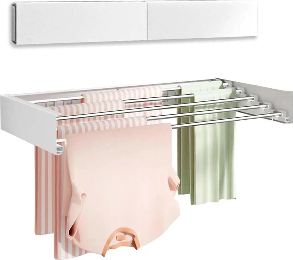 Stendibiancheria Retrattile, Stendibiancheria Retrattile Da Parete Con 2 Linee In Acciaio Inossidabile Da 5 M Stendibiancheria Estensibile Regolabile Per Uso Interno Ed Esterno 87008677