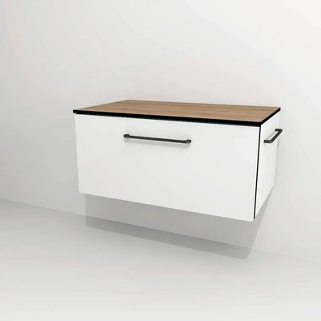 Waschtischunterschrank mit 1 Schublade Devo Sonus 2.0 BxHxT 77x36x45 cm arctic white hochglanz/natural bardolino oak