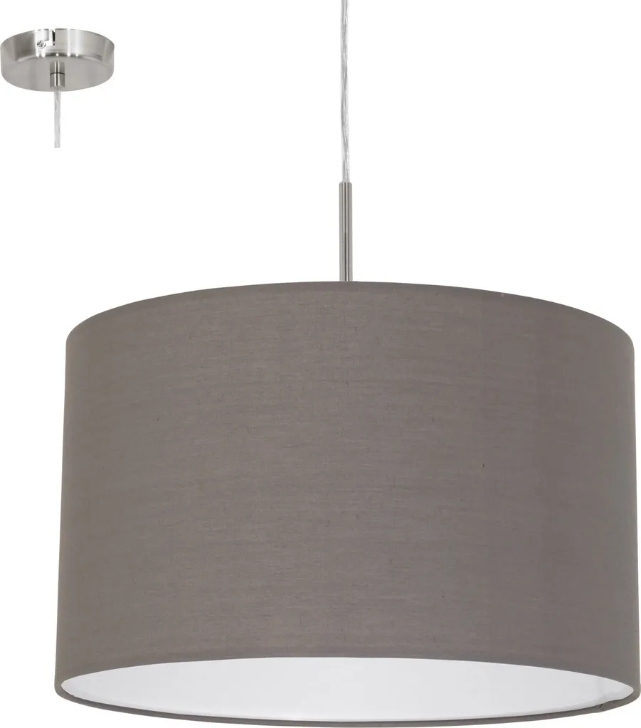 Lampada Sospensione 38cm Eglo Pasteri Tessuto Antracite Nichel Opaco - 17