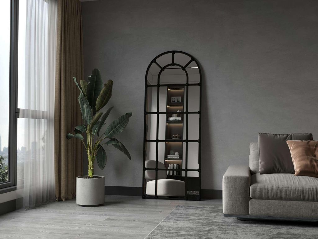 Skye Decor, Eleganter Cheval-Spiegel aus 100% Metall, Schwarz, 70 x 180 cm | Wandmontage möglich | Moderner, geometrischer Stil für Ihr Zuhause o...