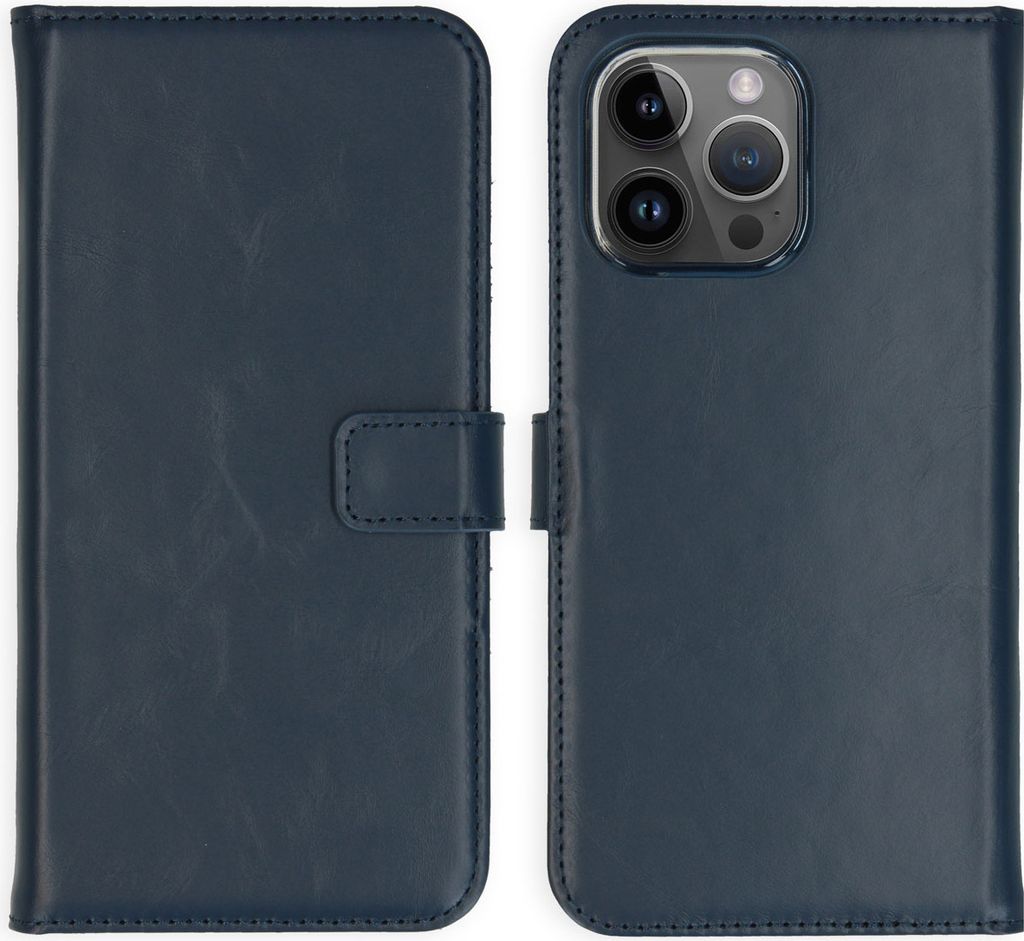 Selencia Echtleder Klapphülle iPhone 15 Pro Max - Blau