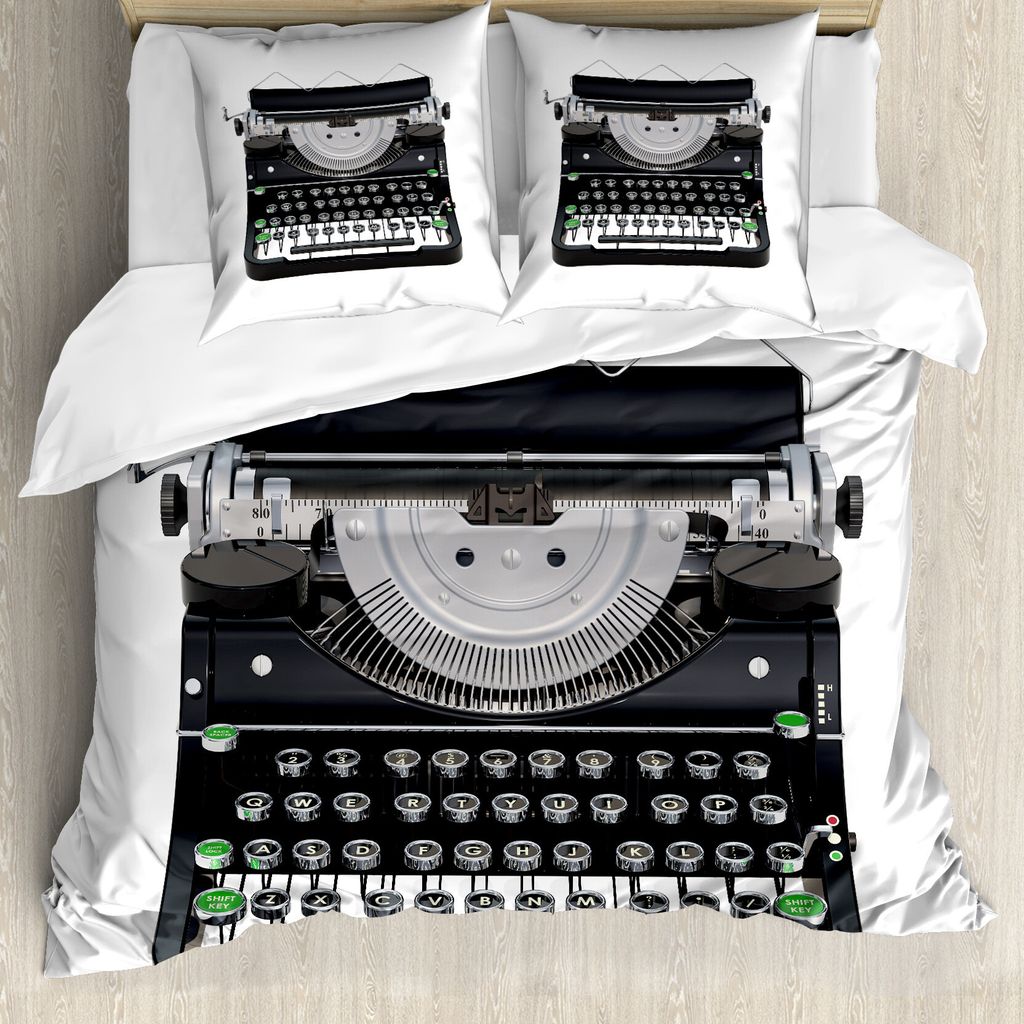 ABAKUHAUS Schreibmaschine Bettbezug Set für Einzelbetten, Antike Schreibgerät, Milbensicher Allergiker geeignet mit Kissenbezug, 200 cm x 200 cm ...
