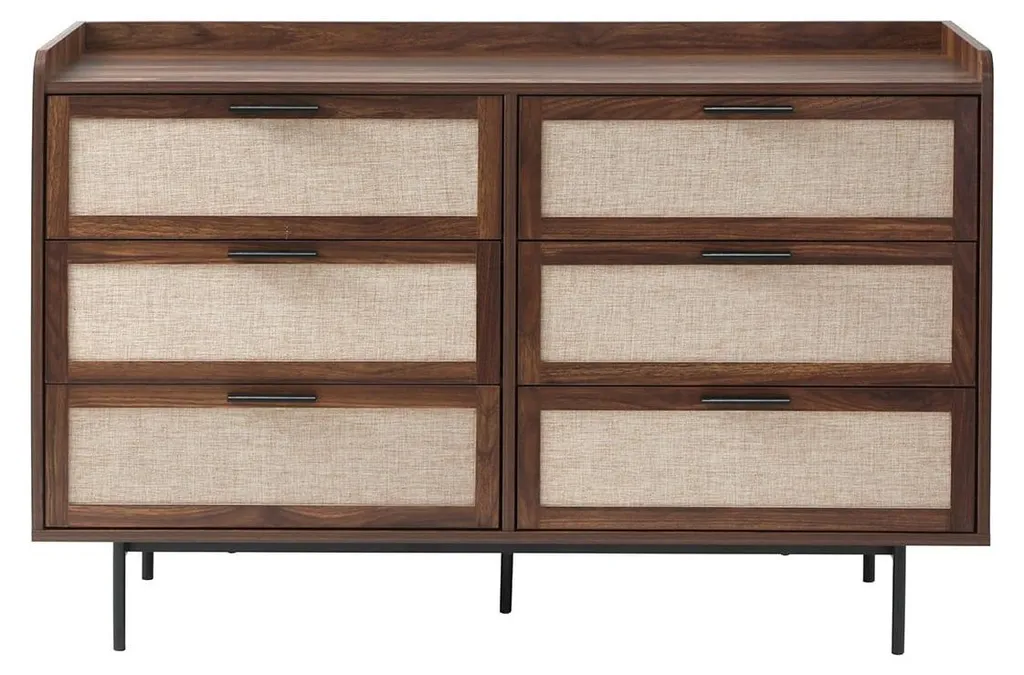 Commode pour chambre adulte 6 tiroirs Noyer 120 cm - Organisez vos habits
