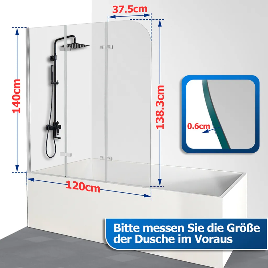 Box Doccia per Vasca 120x140 TolleTour Vetro 6mm Easy Clean - 2