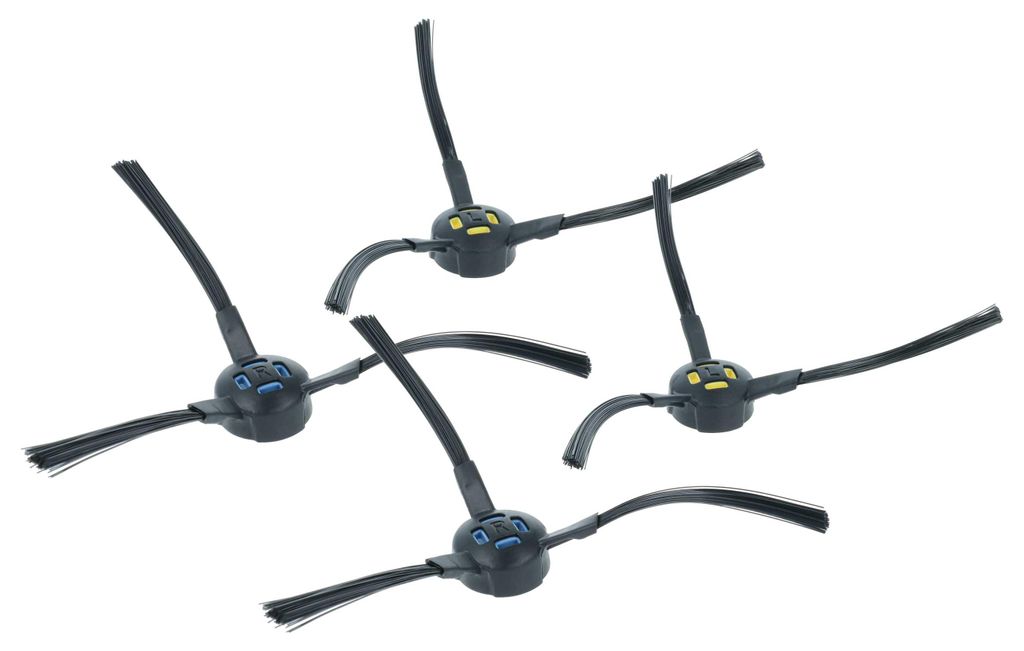 vhbw 4x Seitenbürste kompatibel mit Zaco V80, V85 Saugroboter - Reinigungsbürsten Set, links/rechts, schwarz / blau / gelb, 3-armig