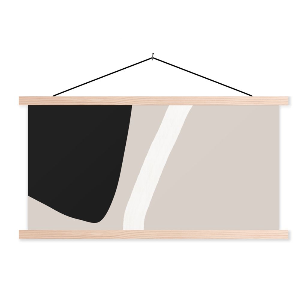 MuchoWow Textilposter Pastell - Minimalismus - Formen 120x60 cm mit holzfarbenen Rahmen - Klemmleiste