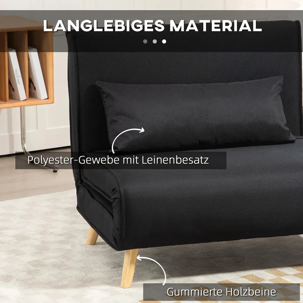Chauffeuse convertible 1 place avec dossier réglable et aspect lin chic - 5